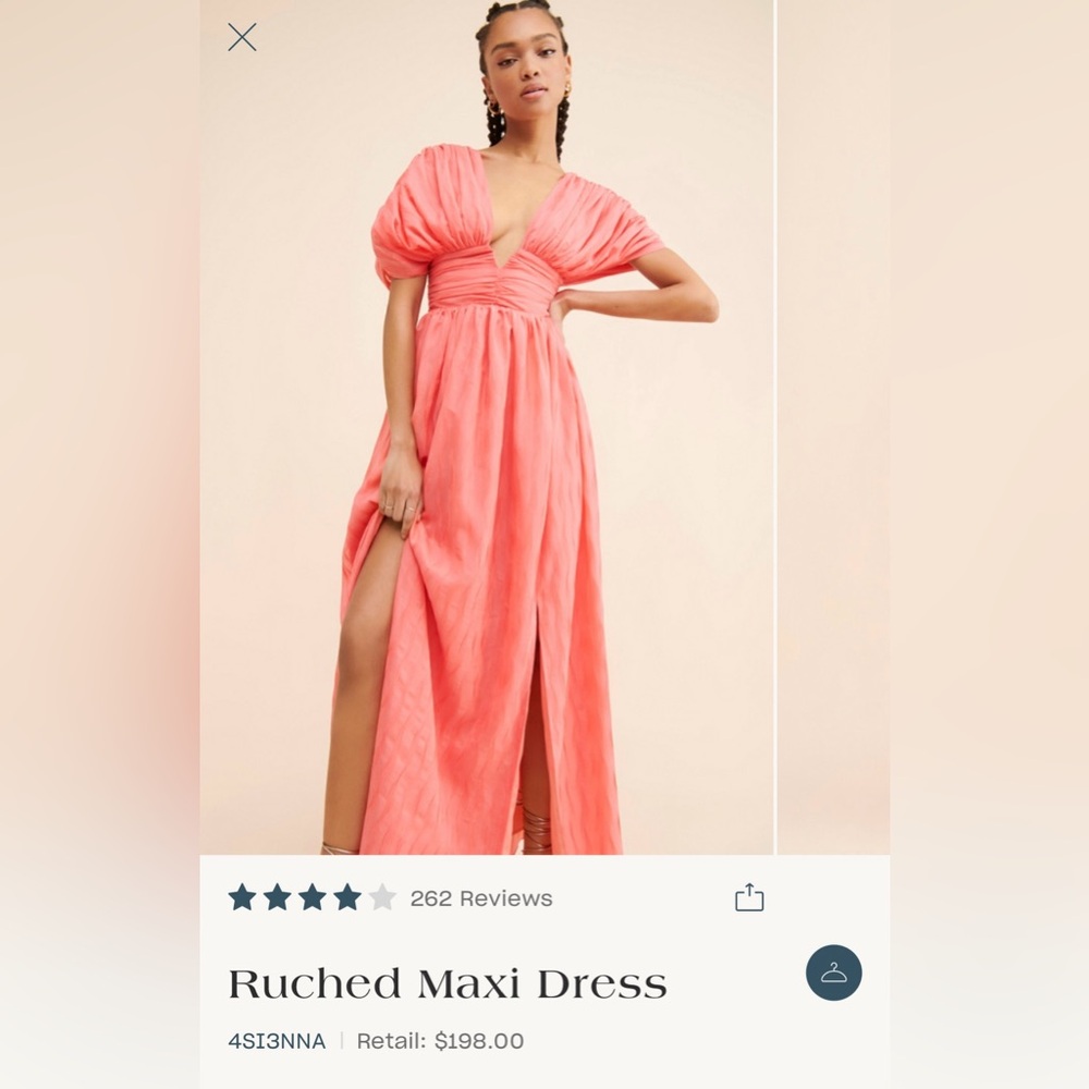 Coral Ruched Maxi Dress 4SI3NNA